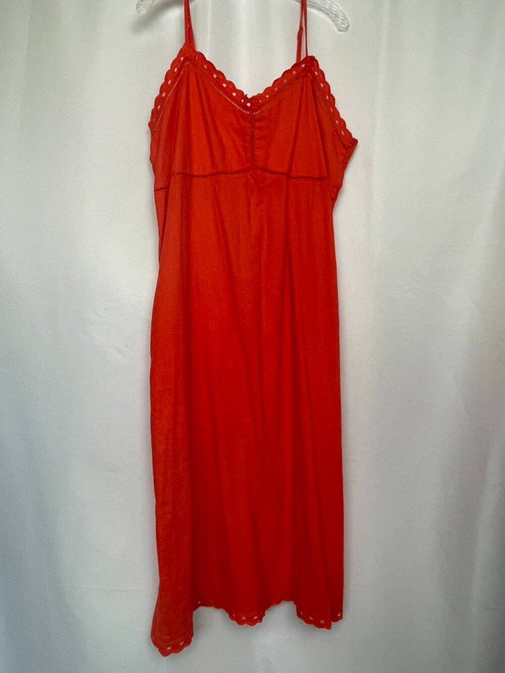 NWT Cottagecore Boho Festival Resort Linen-Blend Eyelet Cami Midi Dress XXL